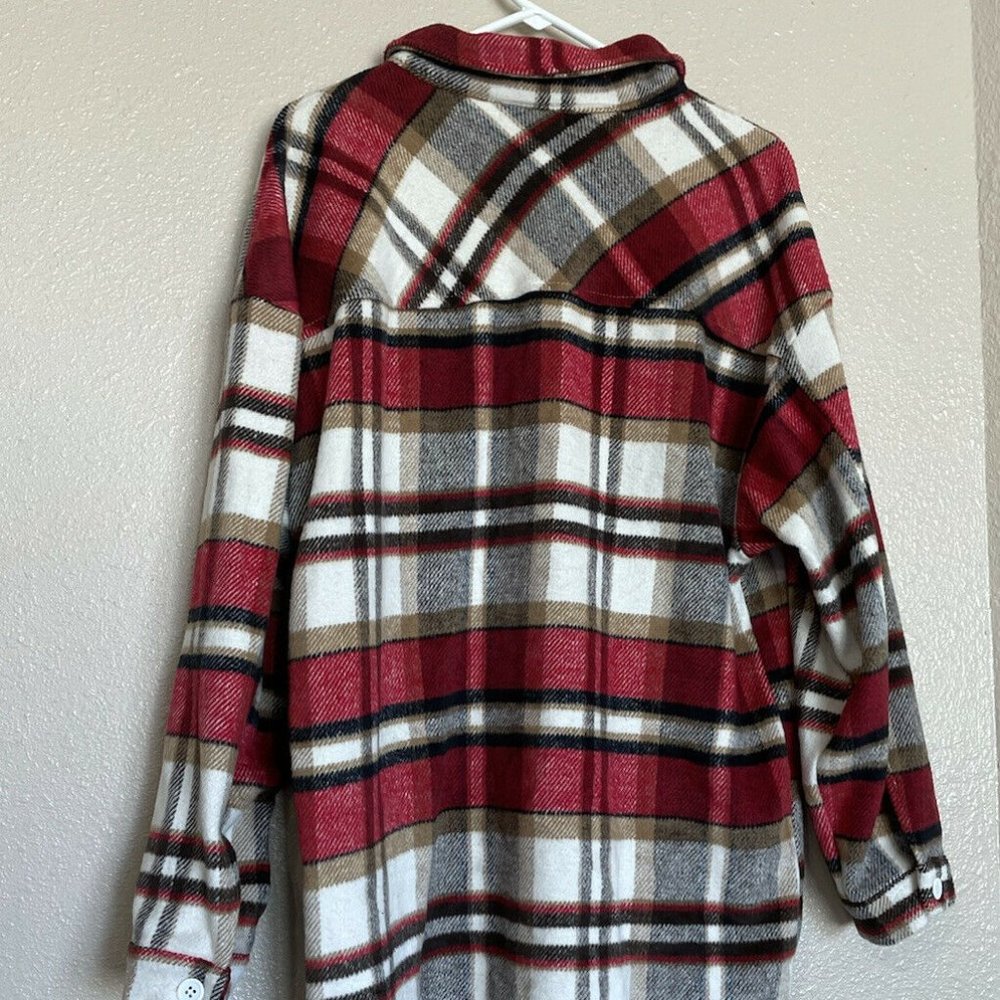 C+D+M Womens Oversized Plaid Button Front Shirt Jacket XL NWT - Picture 5 of 9
